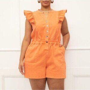 Eloquii Orange Ruffle Sleeve Romper
